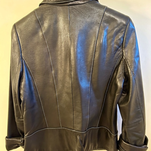 Context Black Leather Jacket Size 8 - Picture 3 of 4